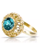 Acvamarin Aur galben 14K Inel Vintage Craft  vrc059y